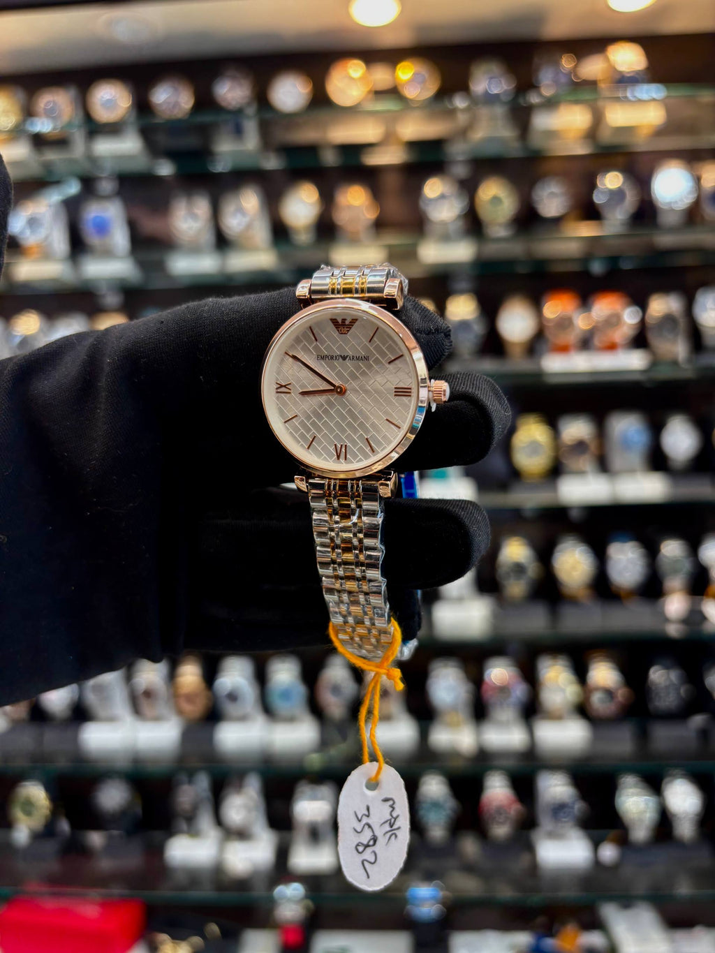 EMPORIO ARMANI. TEXTURE DIAL FOR  GIRLS  DUAL TONE