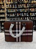 BURBERRY AINSWORTH CHECK BRIEFCASE IN DARK BIRCH BROWN 🤎 MASTER PIECE LAPTOP BAG