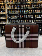 BURBERRY AINSWORTH CHECK BRIEFCASE IN DARK BIRCH BROWN 🤎 MASTER PIECE LAPTOP BAG