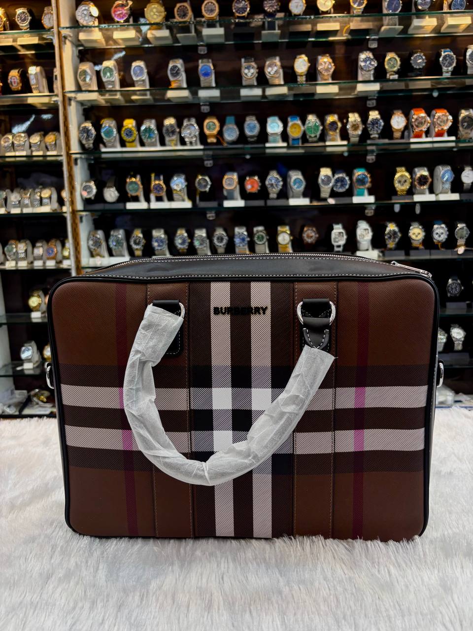 BURBERRY AINSWORTH CHECK BRIEFCASE IN DARK BIRCH BROWN 🤎 MASTER PIECE LAPTOP BAG