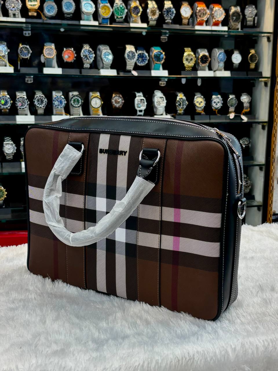 BURBERRY AINSWORTH CHECK BRIEFCASE IN DARK BIRCH BROWN 🤎 MASTER PIECE LAPTOP BAG