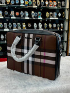 BURBERRY AINSWORTH CHECK BRIEFCASE IN DARK BIRCH BROWN 🤎 MASTER PIECE LAPTOP BAG