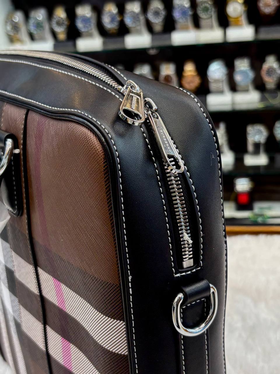 BURBERRY AINSWORTH CHECK BRIEFCASE IN DARK BIRCH BROWN 🤎 MASTER PIECE LAPTOP BAG