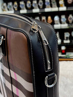 BURBERRY AINSWORTH CHECK BRIEFCASE IN DARK BIRCH BROWN 🤎 MASTER PIECE LAPTOP BAG