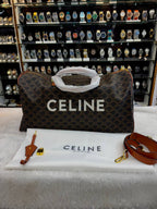 CELINE DUFFLE BAG LARGE VOYAGE BAG IN TRIOMPHE CANVAS WITH CELINE PRINT