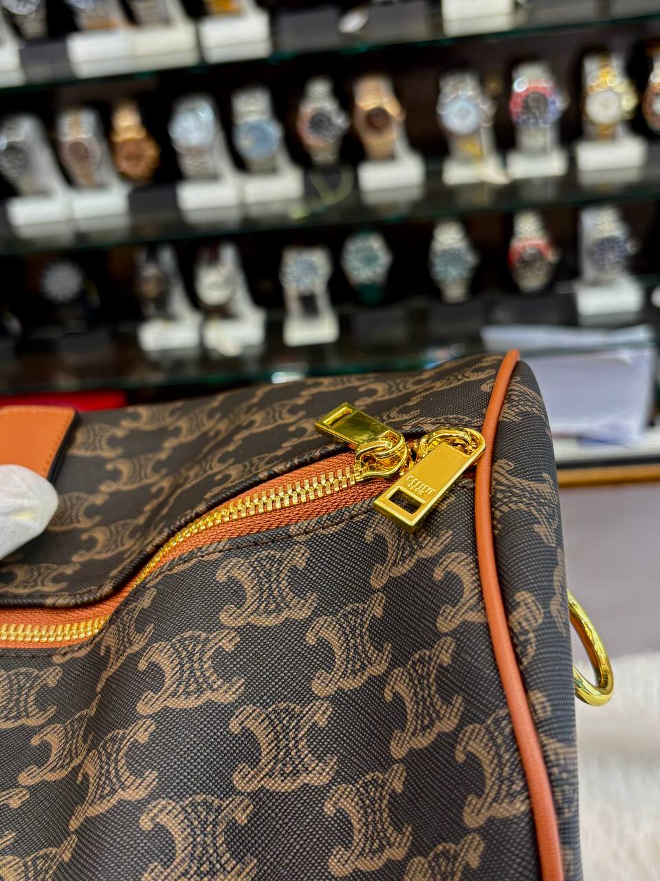 CELINE DUFFLE BAG LARGE VOYAGE BAG IN TRIOMPHE CANVAS WITH CELINE PRINT