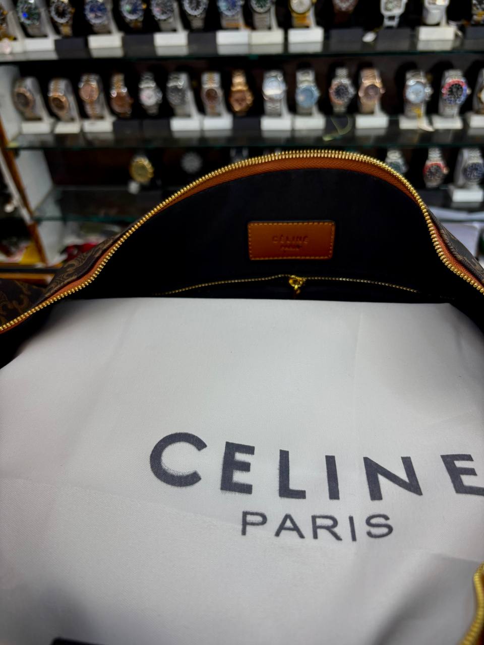CELINE DUFFLE BAG LARGE VOYAGE BAG IN TRIOMPHE CANVAS WITH CELINE PRINT