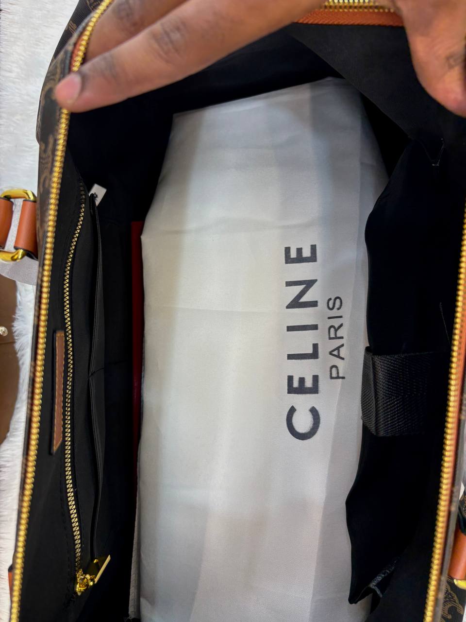 CELINE DUFFLE BAG LARGE VOYAGE BAG IN TRIOMPHE CANVAS WITH CELINE PRINT