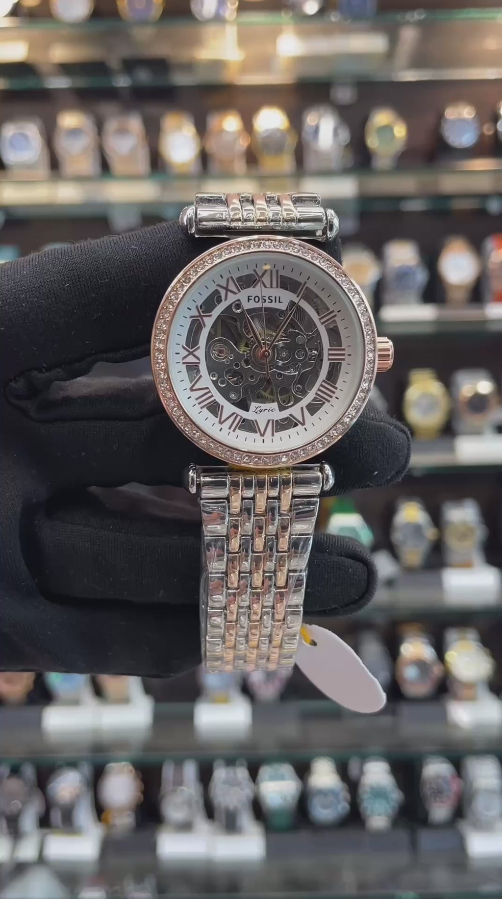 Fossil Automatic Dual Tone White Watch for Girls