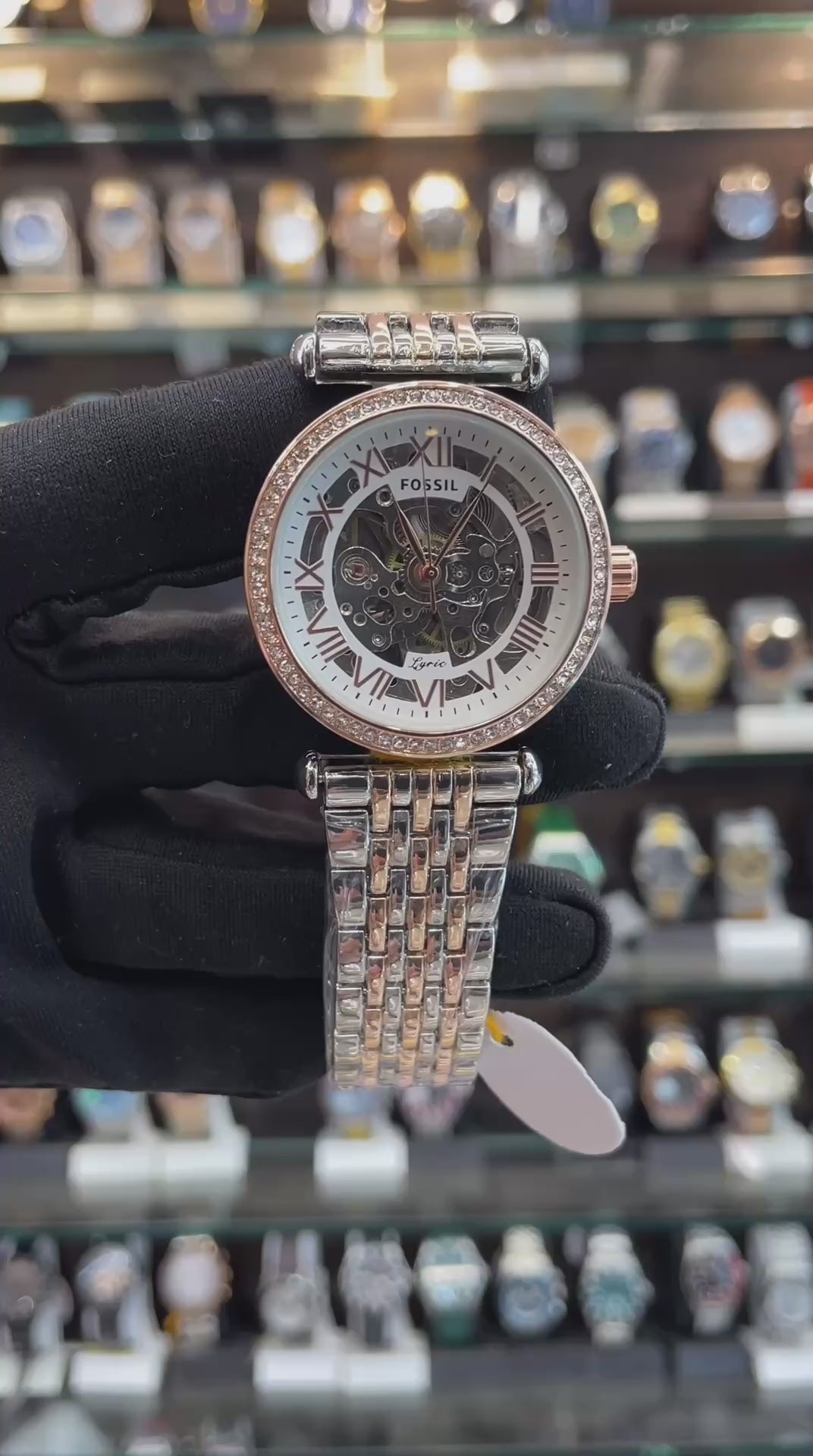 Fossil Automatic Dual Tone White Watch for Girls