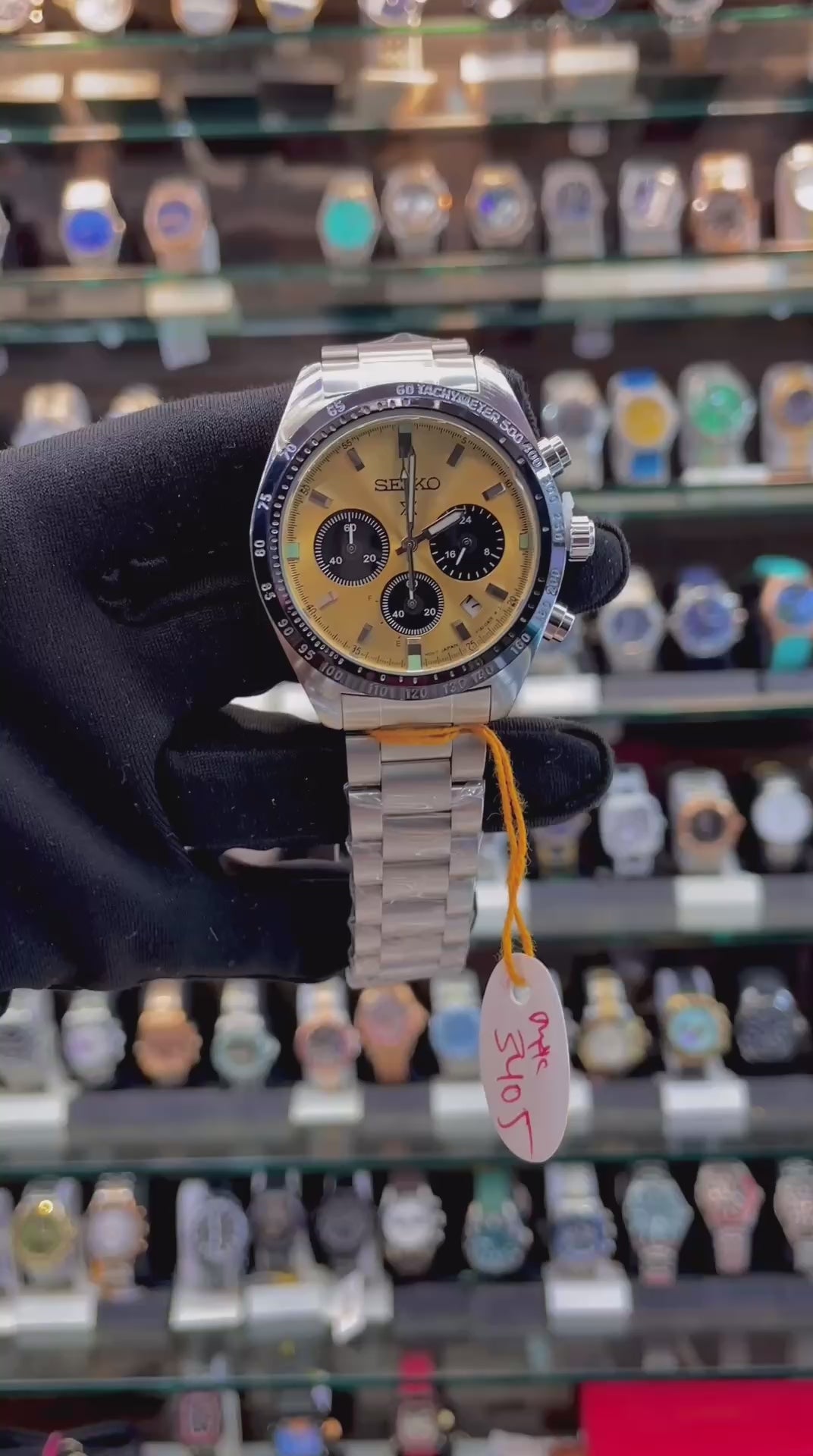 SEIKO PROSPEX SPEEDTIMER SOLAR CHRONOGRAPH UNDER BUDGET FOR MENS YELLOW 🟡