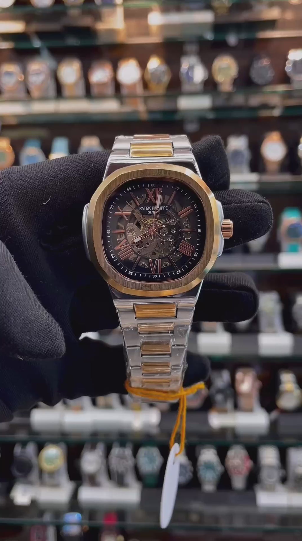 Patek Philippe Automatic Transparent Black Dial Watch