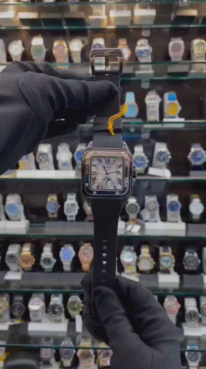 CARTIER SANTOS DAY/NIGHT INDICATOR ☑️ BLACK 🖤 BODY