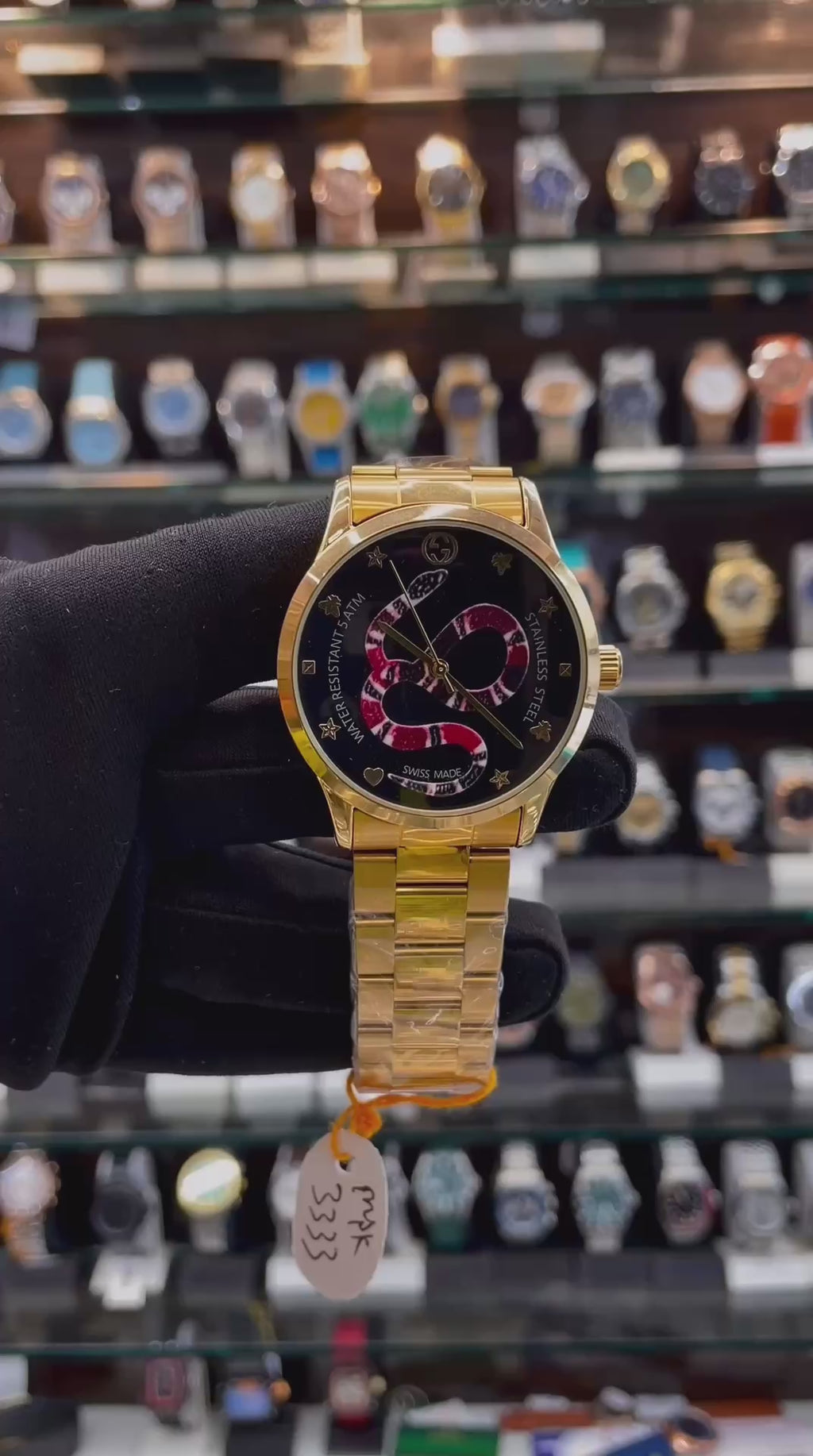 GUCCI G-TIMELESS WATCH ⌚ SNAKE MOTIF FOR MENS GOLD 🥇