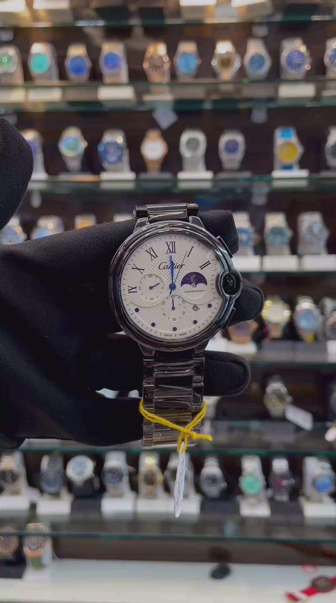 CARTIER BALLON BLEU SKELETON-STYLE CHRONOGRAPH IN CHAIN FULL BLACK 🖤