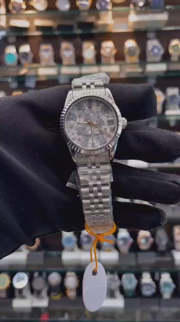ROLEX LADY-DATE JUST PURPLE FLORAL-MOTIF dial AUTOMATIC ⚙️ FOR GIRLS 🤩  DIAL