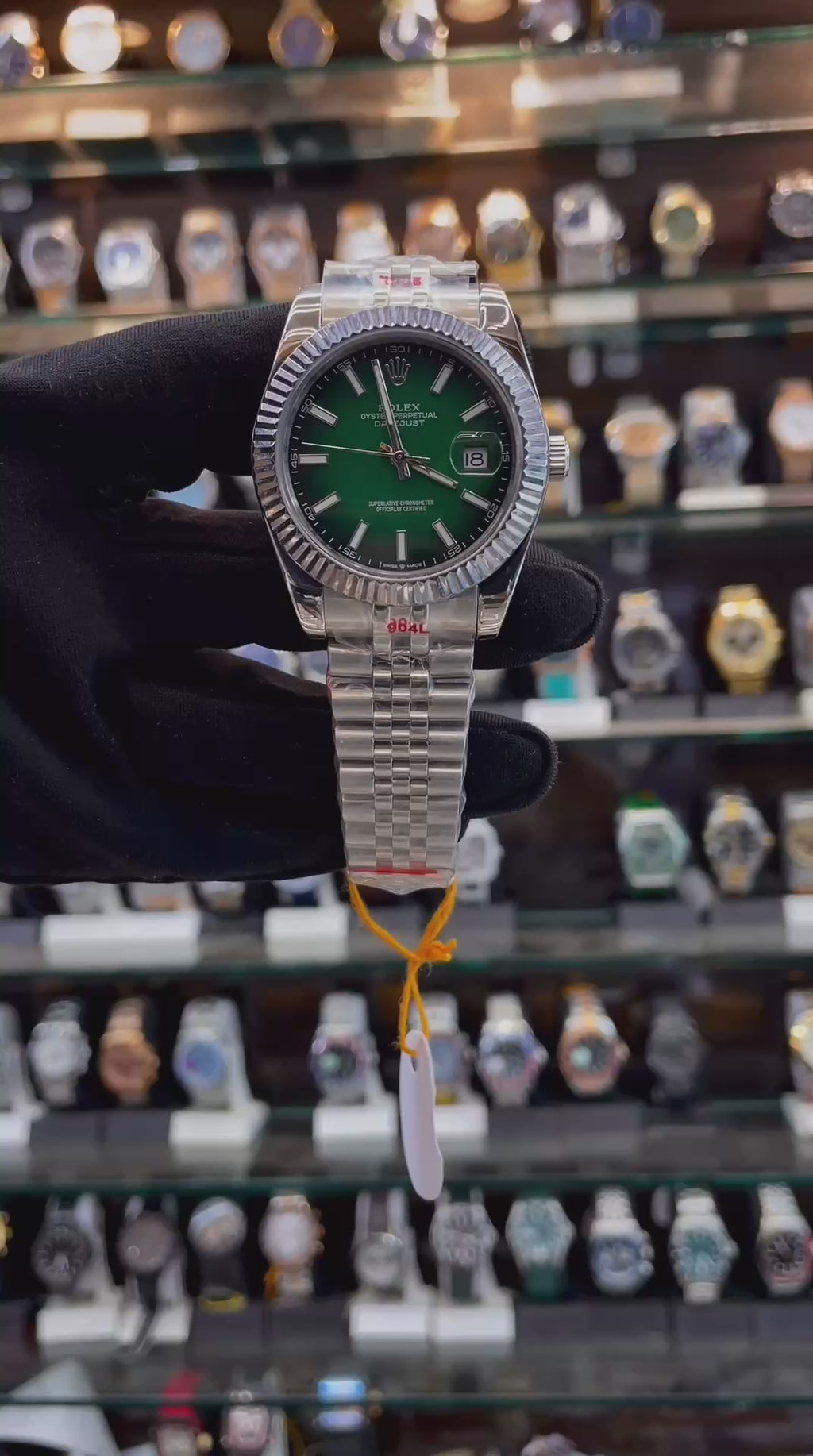 Rolex Date just Green Dial Watch for Men in Master Piece