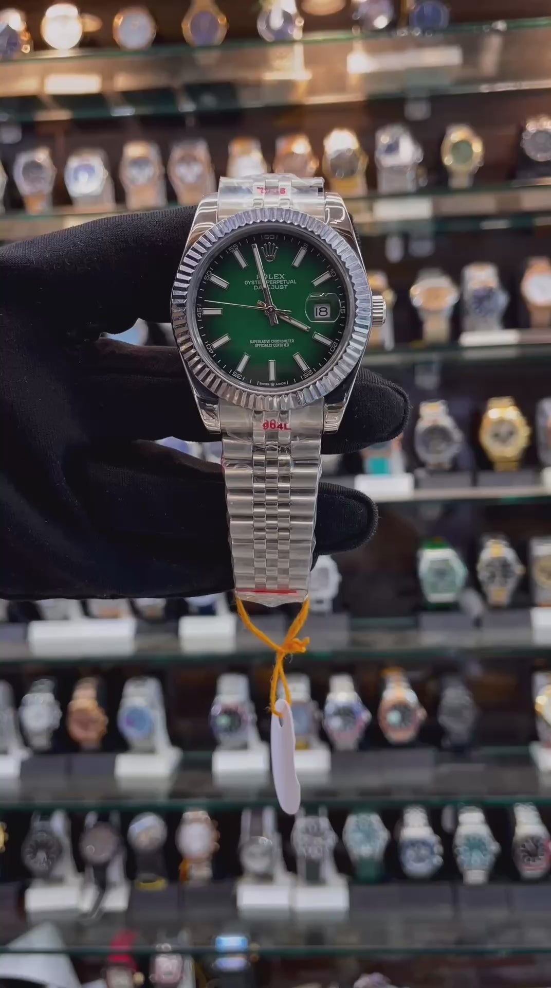 Rolex Date just Green Dial Watch for Men in Master Piece