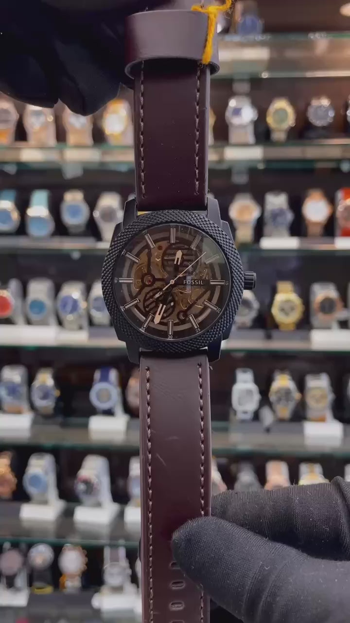 Fossil Automatic Transparent Dial Brown Watch for Men