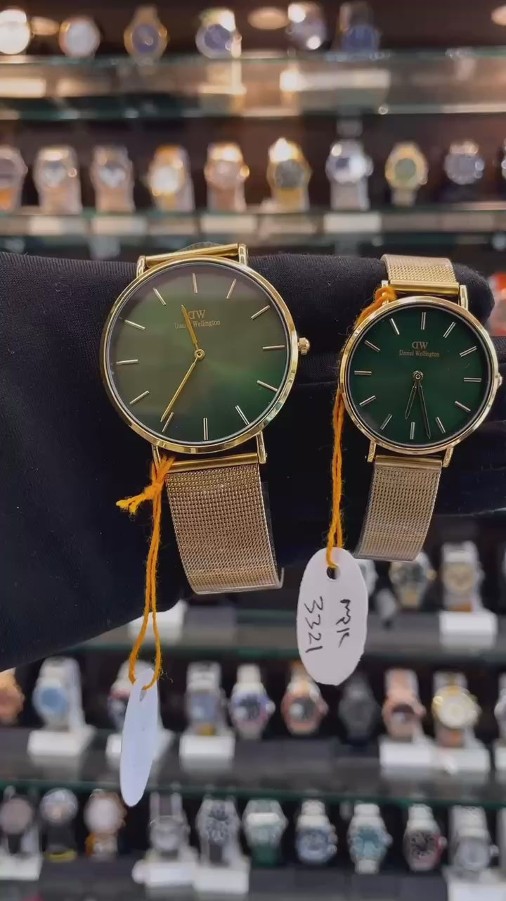 Daniel Wellington (DW) Couple Gold Chain Watch Set