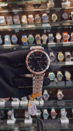 EMPORIO ARMANI. ROSE 🌹 GOLD 🥇 DIAL IN  BLACK 🖤 FOR  GIRLS  DUAL TONE