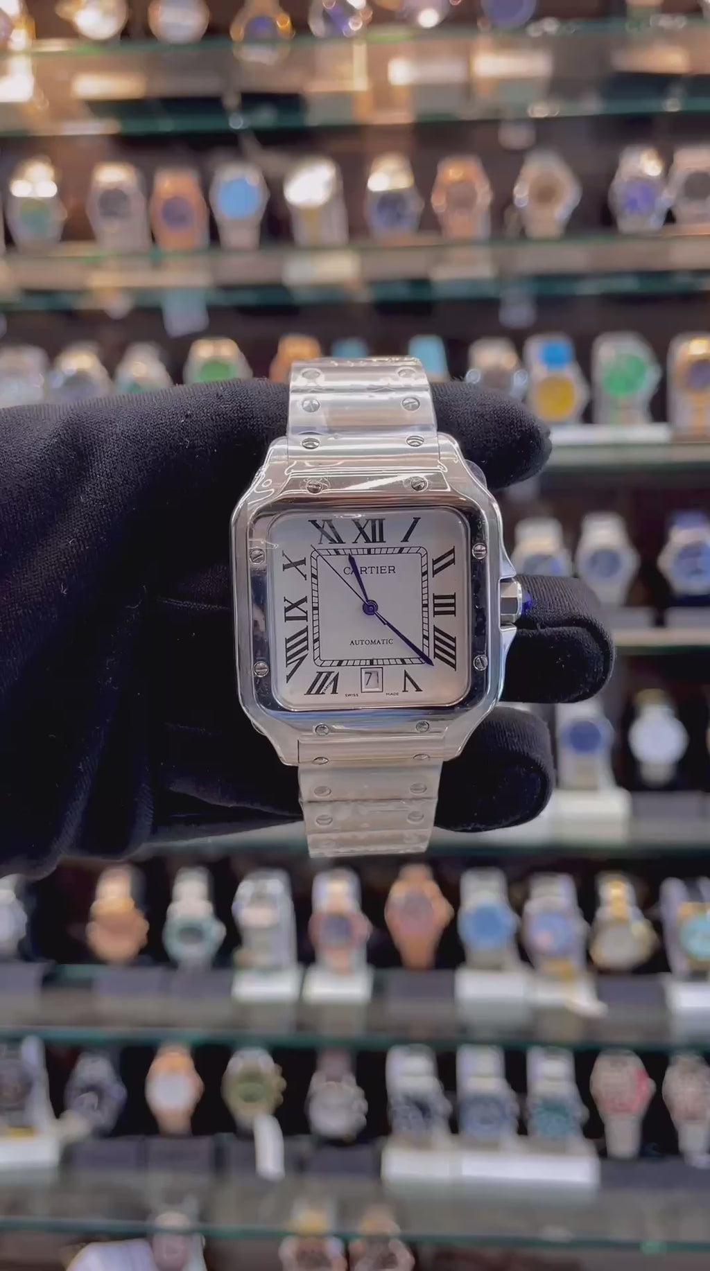 SANTOS DE CARTIER WATCH WITH WHITE 🤍 DIAL 💗 IN METAL BODY