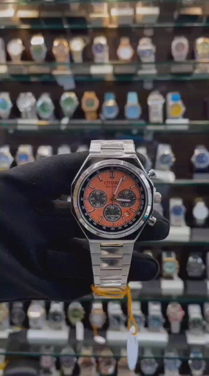 CITIZEN ECO-DRIVE TITANIUM FOR MENS ORANGE 🧡