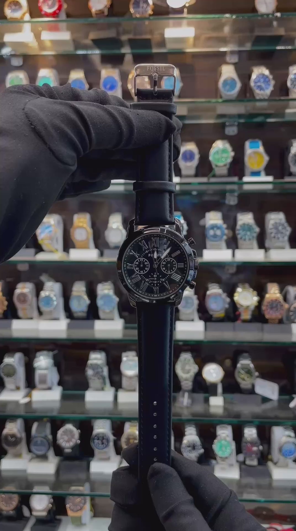 FOSSIL FULL BLACK 🖤 LEATHER WATCH FOR MENS