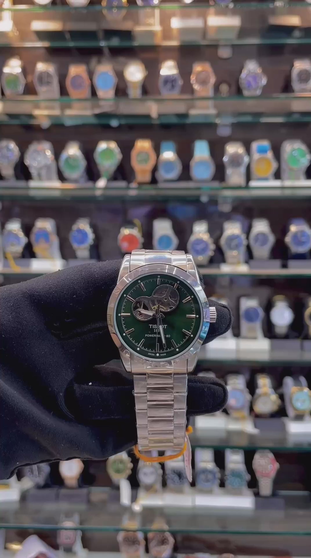 TISSOT POWERMATIC 80 NOW IN AUTOMATIC ⚙️ GREEN 💚 SILVER 🥈 STAINLESS BODY & CHAIN ⛓️