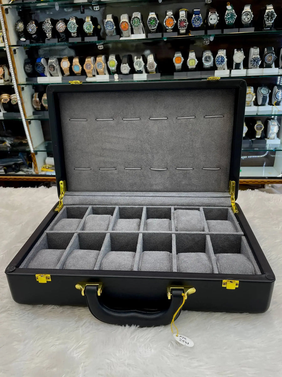12pc imported briefcase (watch organiser) black