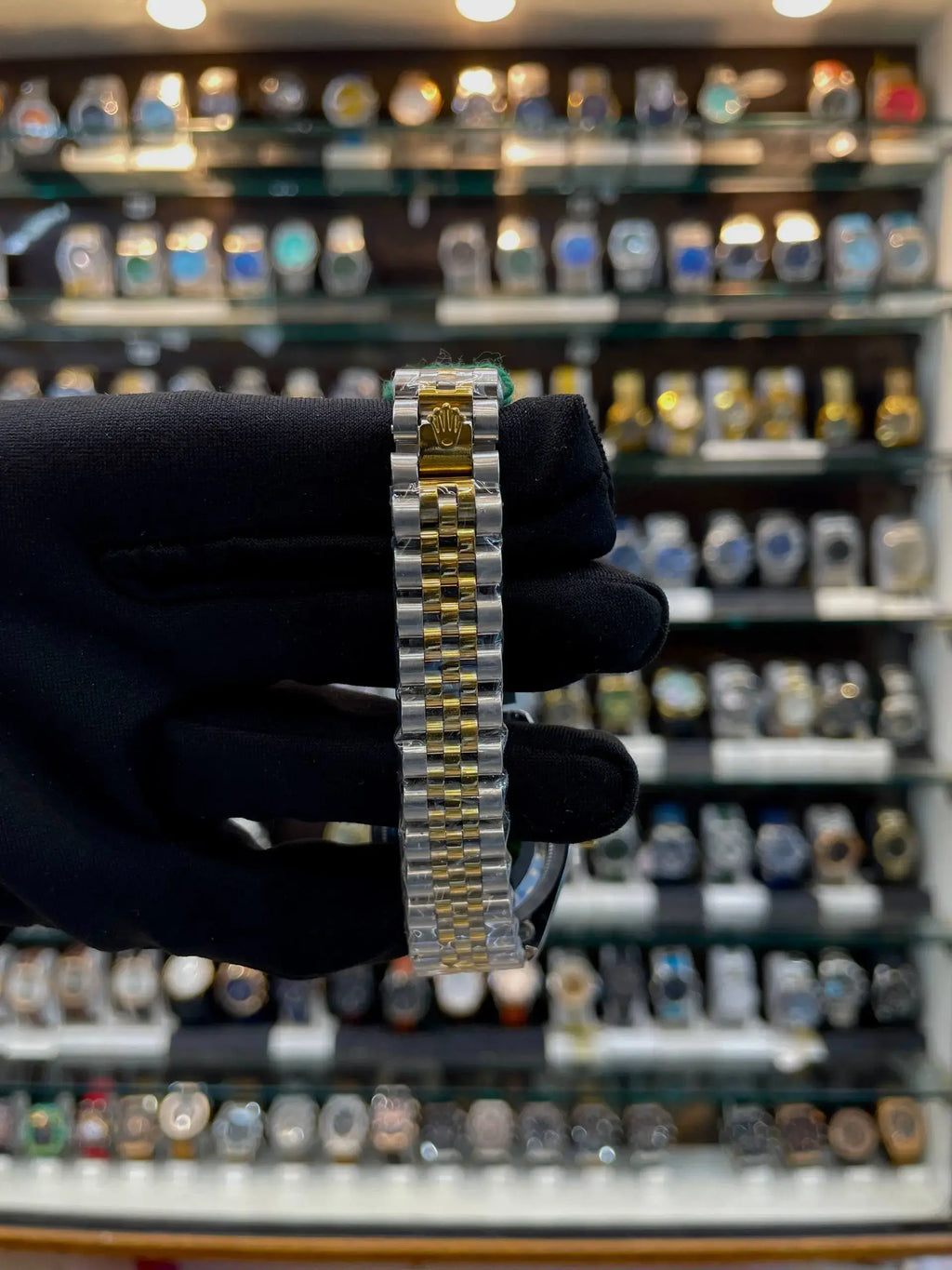 Rolex date just for girls under budget gold dial dual tone