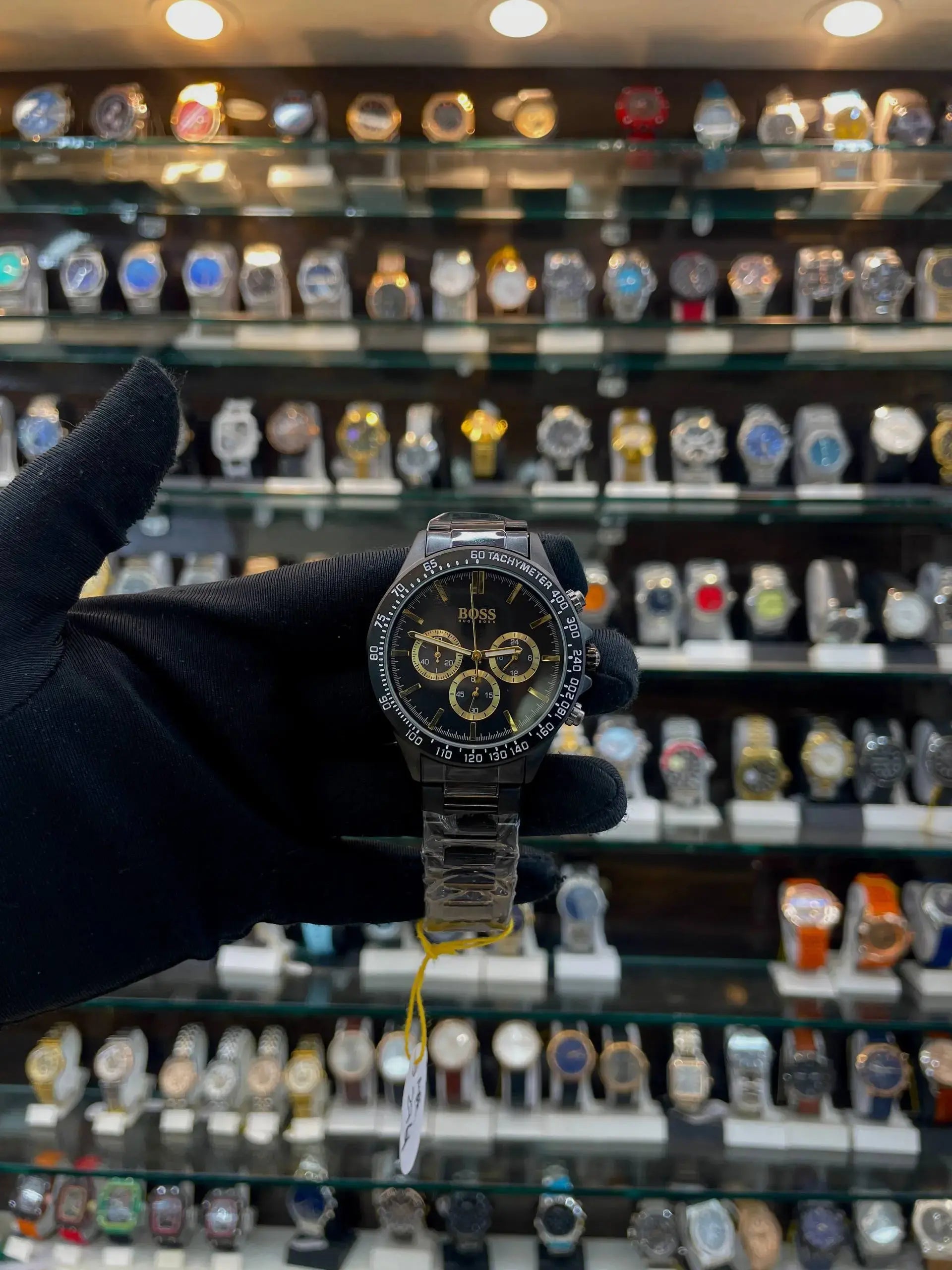 Boss tachymeter chronograph for mens in black