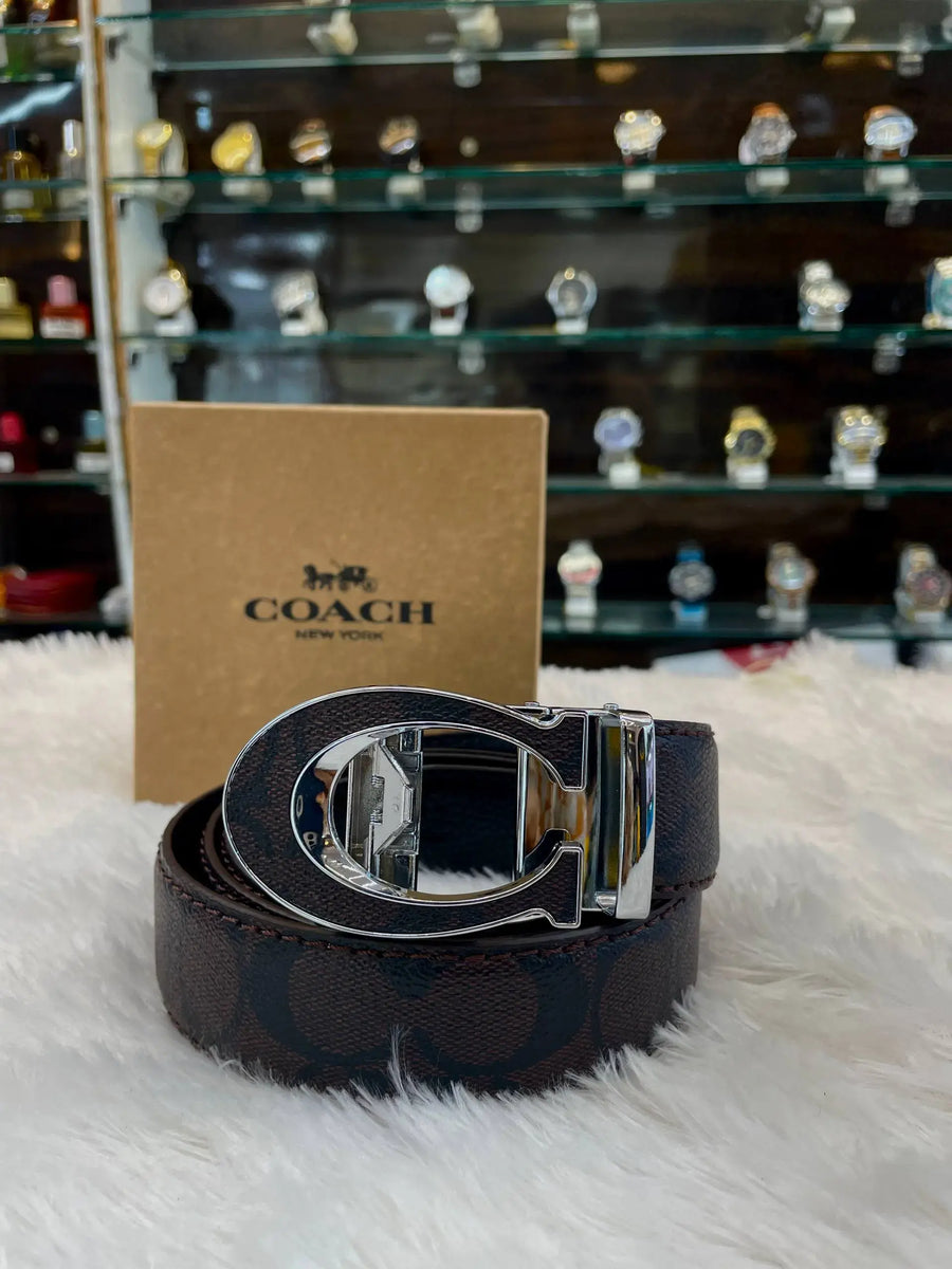 Coach auto lock belt for men in brown
