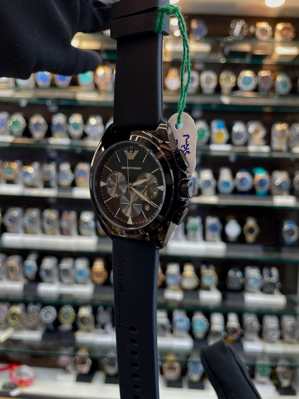 EMPORIO ARMANI CHRONOGRAPH FOR MENS IN SILICON FULL BLACK 🖤