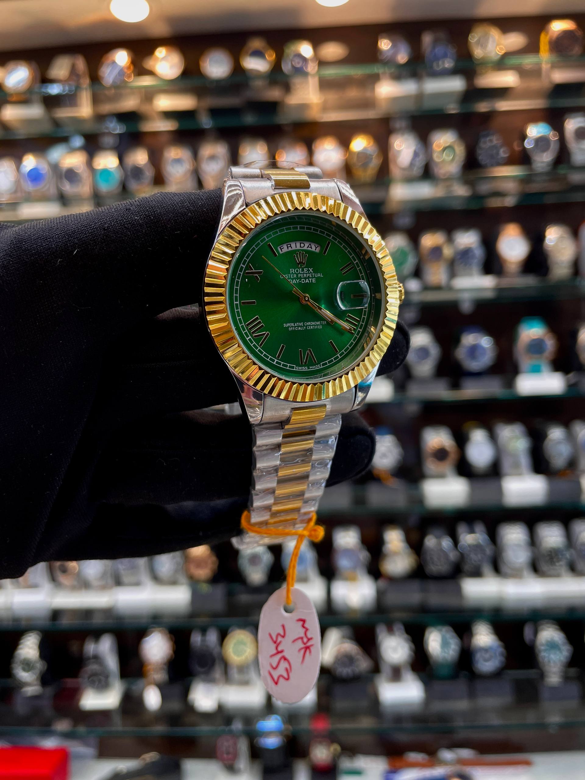 ROLEX DAY-DATE IN DUAL TONE FOR MENS GREEN 💚 DIAL