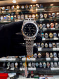 Rolex Datejust automatic black dial watch for girls front view