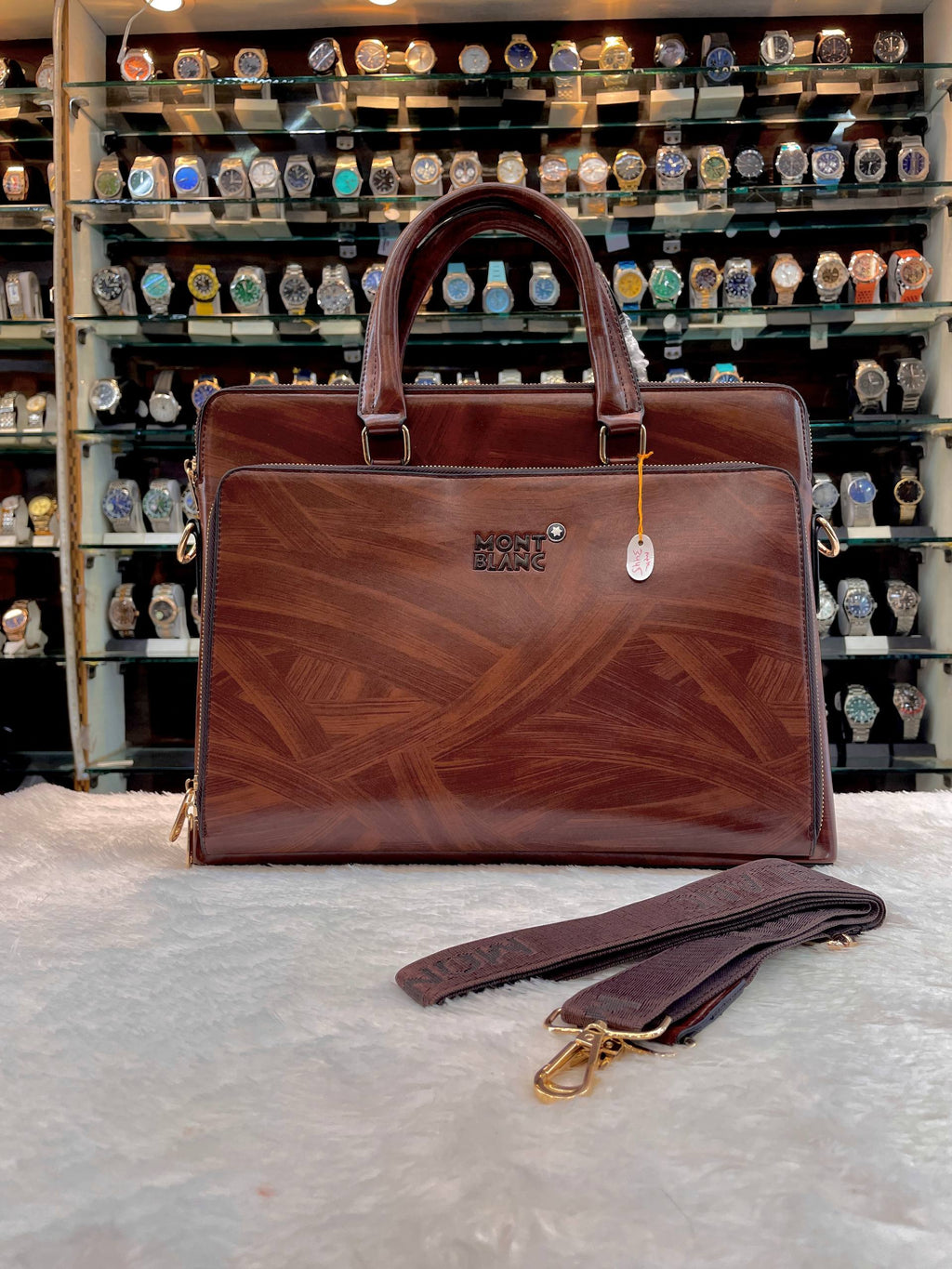 MONT BLANC LAPTOP BAG WOOD GRAIN 🌾 TEXTURE PRINT 🐾 HEAVY QUALITY 💯