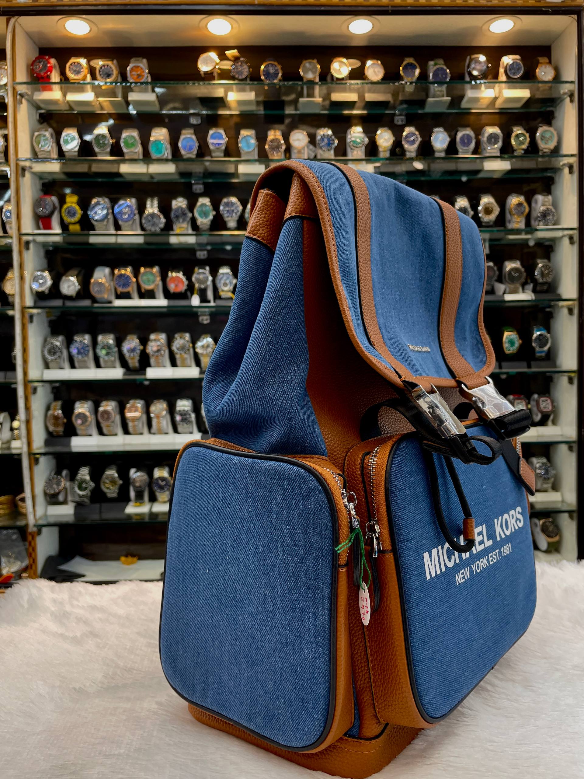 MICHAEL KORS MK COOPER DENIM BLUE UTILITY RUCKSACK BACKPACK 🎒 IN MASTER PIECE 🔥
