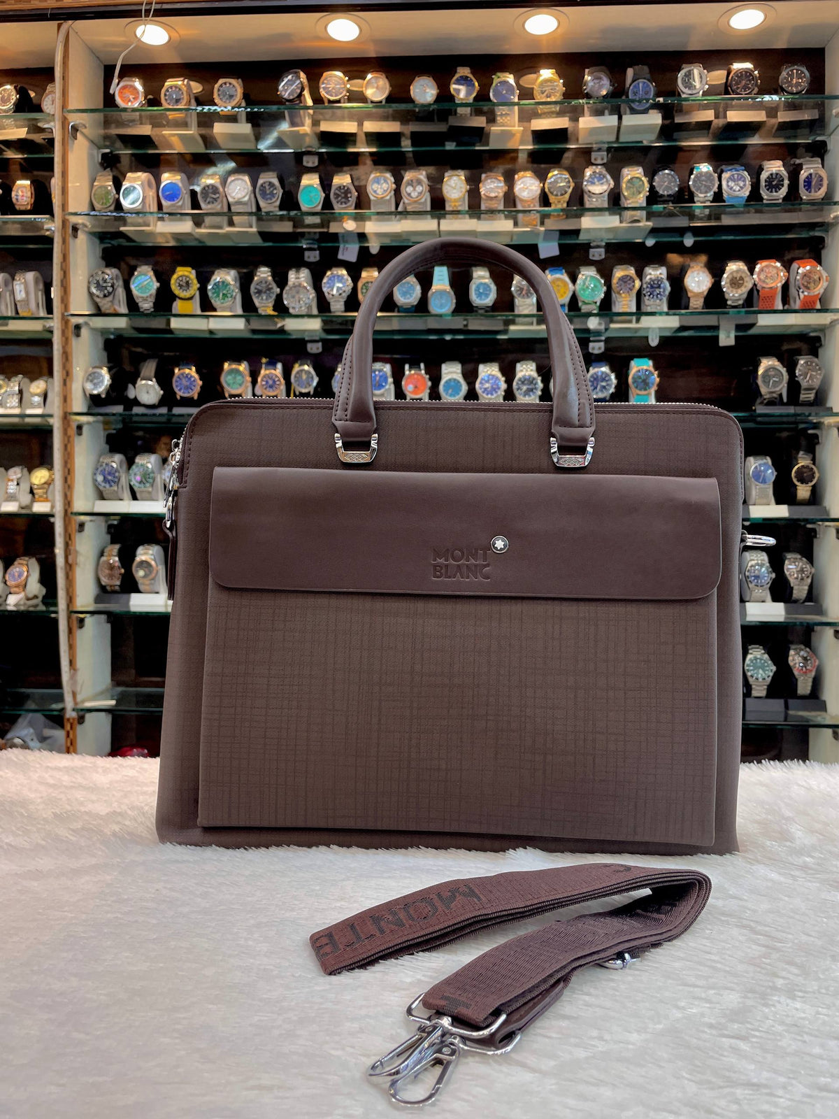 MONT BLANC LAPTOP BAG IN HEAVY QUALITY FLIP POCKET FOR MENS COFFEE BROWN 🤎 FRONT FLIP POCKET 🤩
