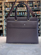 MONT BLANC LAPTOP BAG IN HEAVY QUALITY FLIP POCKET FOR MENS DARK 🌑 BROWN 🤎