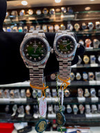ROLEX DAY-DATE COUPLE SET 🤩  GREEN 💚 DIAMOND 💎 DIALOYSTER PERPETUAL 🥰