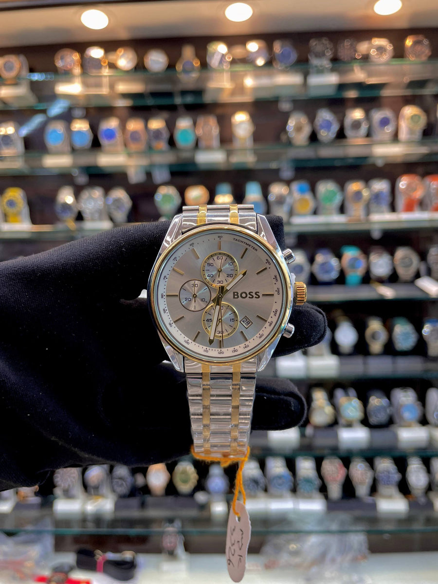 BOSS CHRONOGRAPH BLUE DIAL 💝 FOR MENS WHITE 🤍