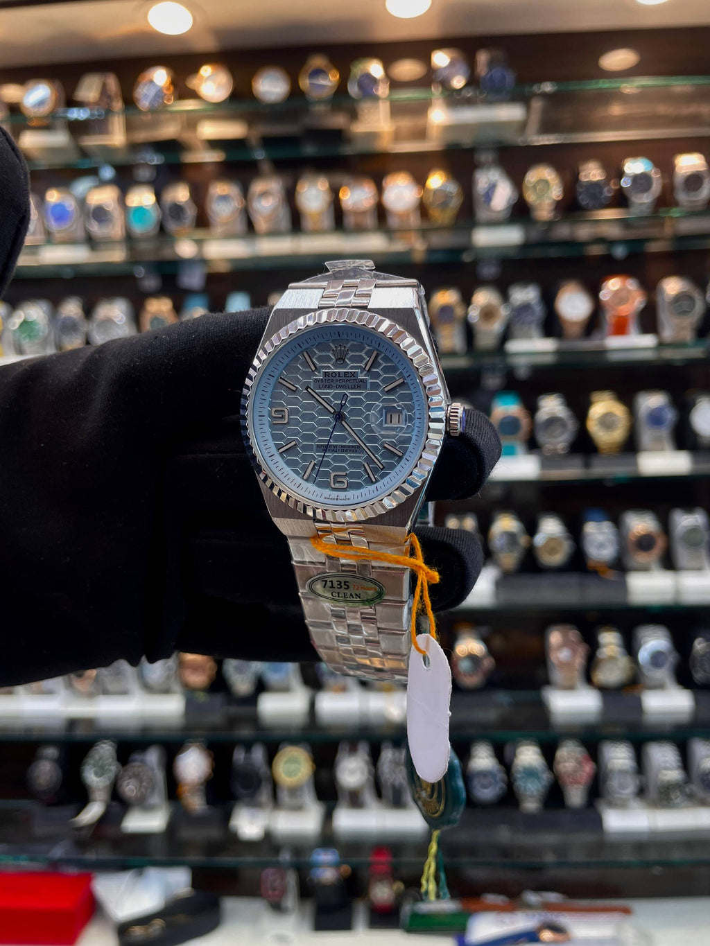 Rolex Land-Dweller blue men's watch side view