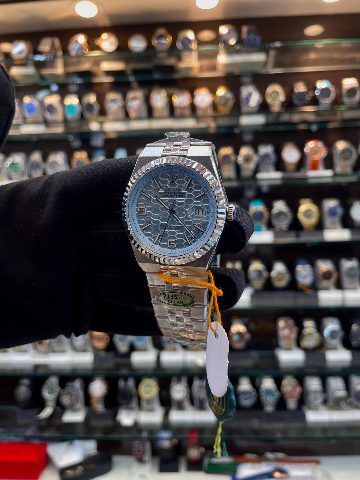 Rolex Land-Dweller blue men's watch side view
