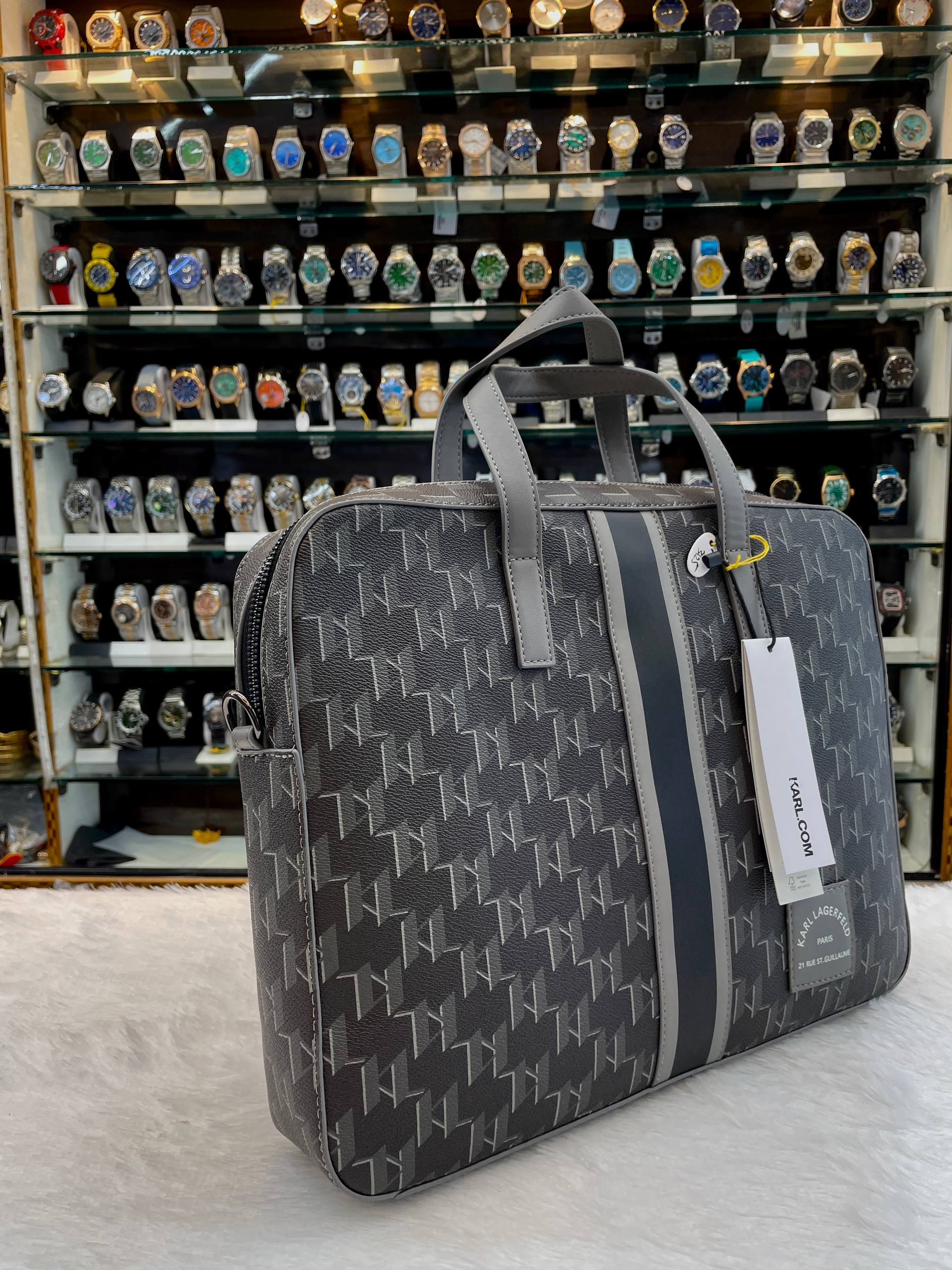 KARL LAGERDIELD GREY BRIEFCASE 💼 LAPTOP BAG 🛍️ IN MASTER PIECE 🤩