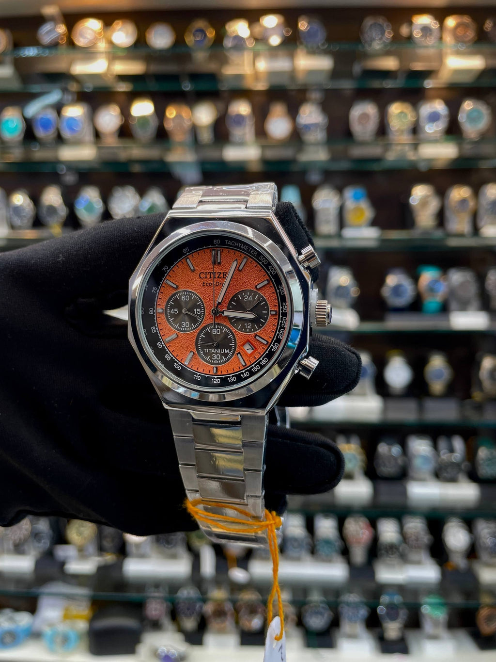 CITIZEN ECO-DRIVE TITANIUM FOR MENS ORANGE 🧡