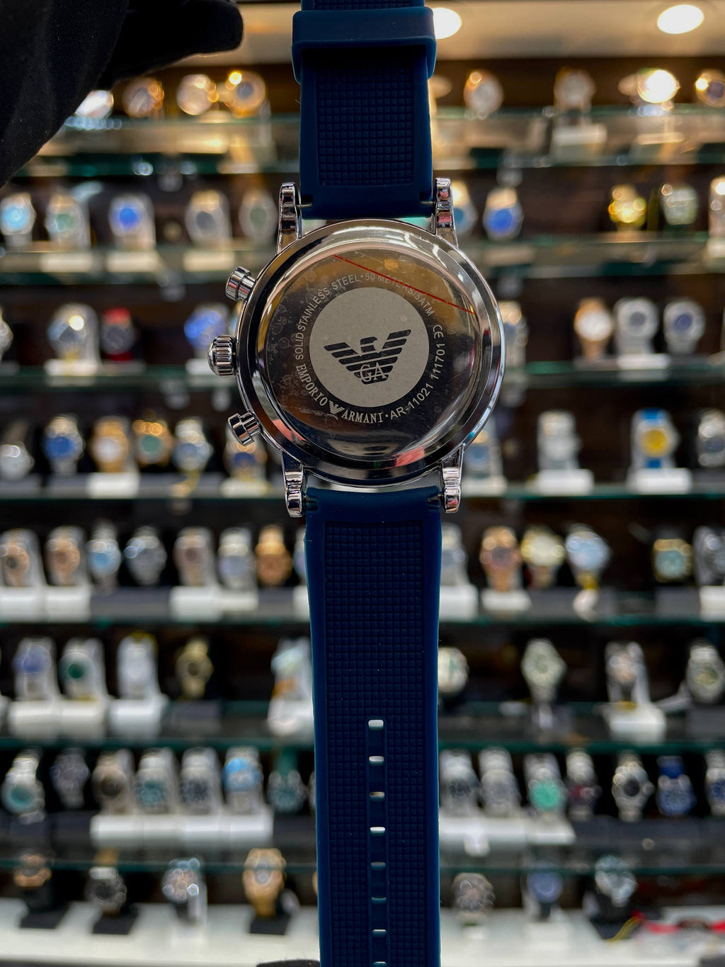 EMPORIO ARMANI MINIMALIST CHRONOGRAPH IN SILICON FOR MENS BLUE 💙