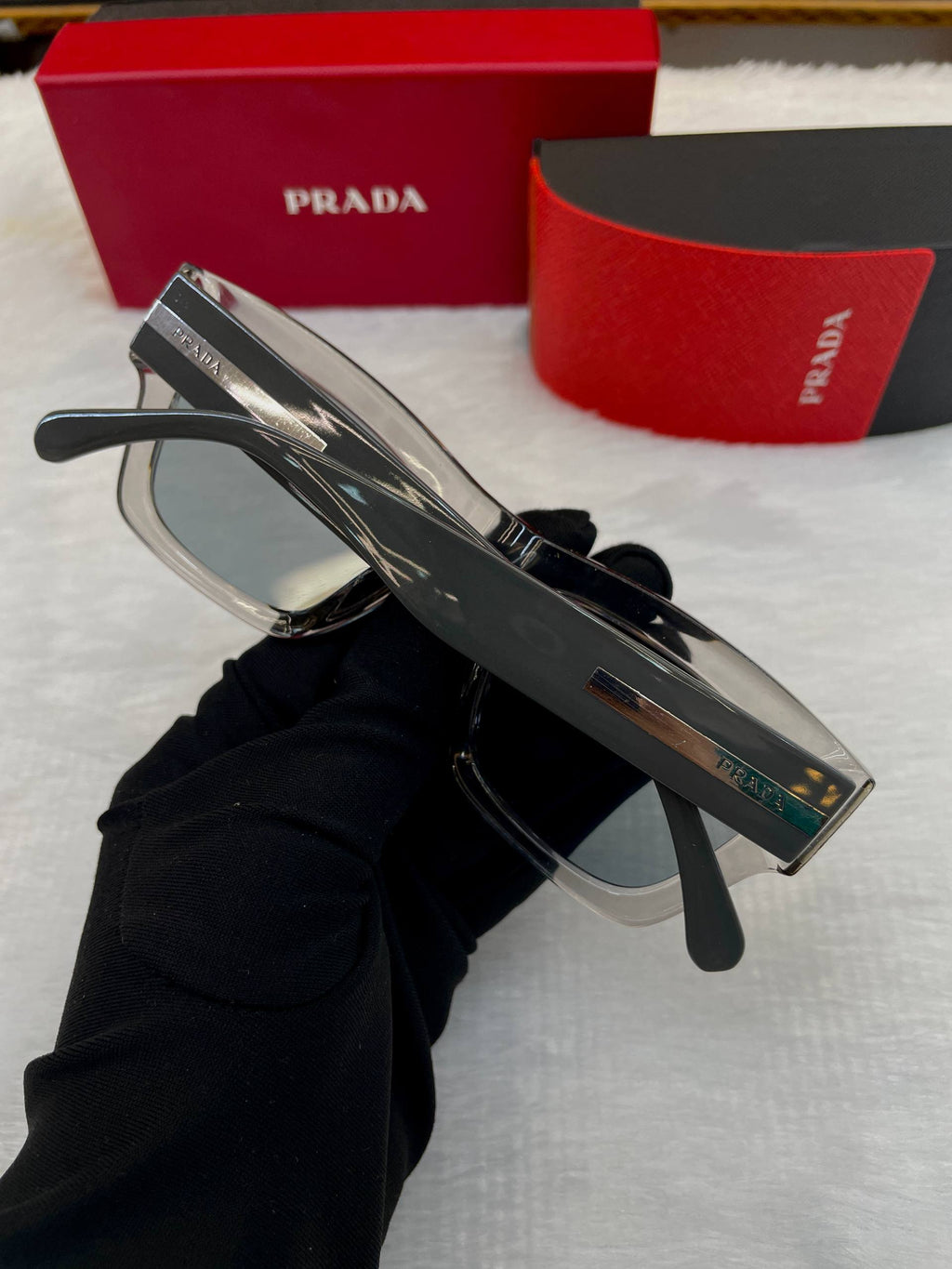 PRADA MEN'S SQUARE SUNGLASSES IN HEAVY QUALITY 💯 TRANSPARENT