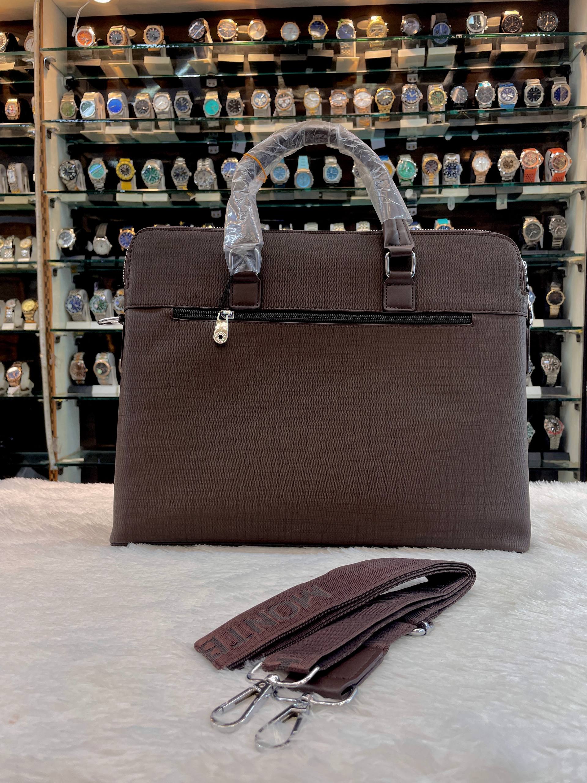 MONT BLANC LAPTOP BAG IN HEAVY QUALITY FLIP POCKET FOR MENS COFFEE BROWN 🤎 FRONT FLIP POCKET 🤩