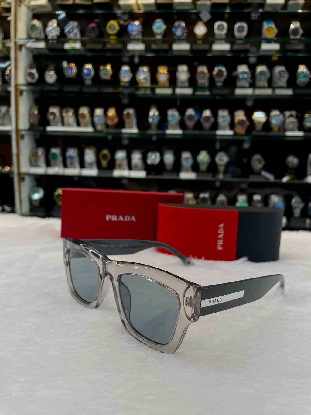 PRADA MEN'S SQUARE SUNGLASSES IN HEAVY QUALITY 💯 TRANSPARENT